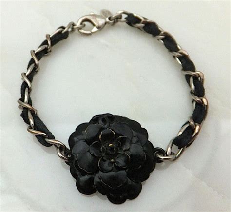 chanel black flower|chanel camellia bracelet.